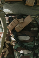 Single Laser-Cut Pistol Magazine Pouch with Flap - Coyote