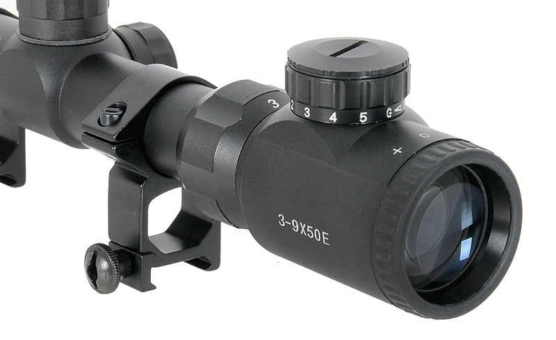 Scope 3-9x50 with high mounting rings