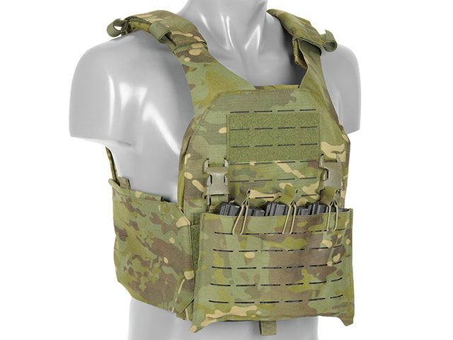 QRF Plate Carrier Laser-Cut Buckle Up with AR15/AK Magazine Pouch - Multicamo Tropic