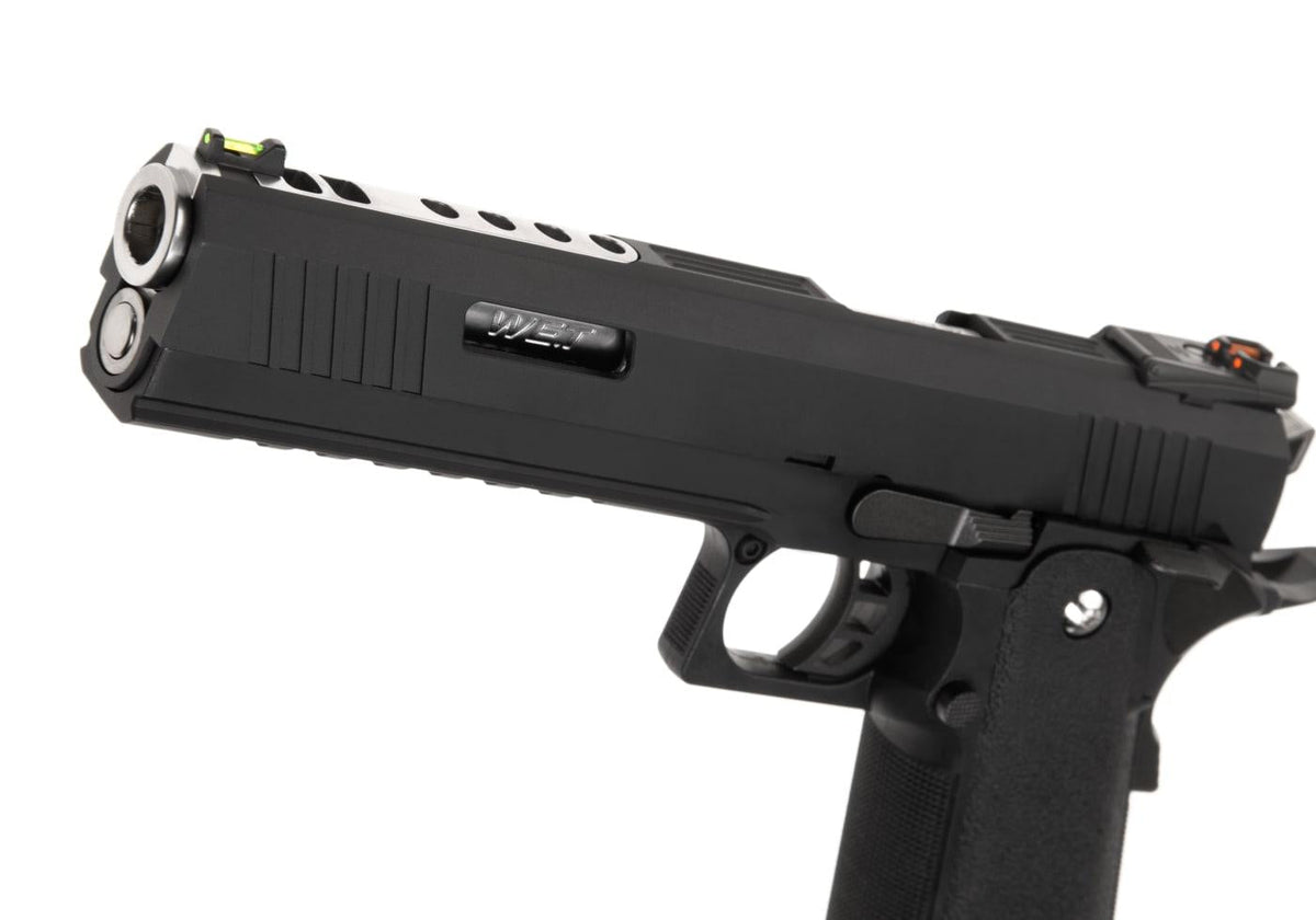 WE Hi-Capa 6 Force A Silver Barrel Full Metal GBB - Black