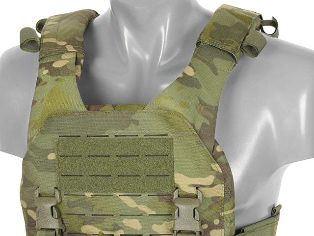 QRF Plate Carrier Laser-Cut Buckle Up with AR15/AK Magazine Pouch - Multicamo Tropic