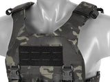 QRF Plate Carrier Laser-Cut Buckle Up with AR15/AK Magazine Pouch - Multicamo Black