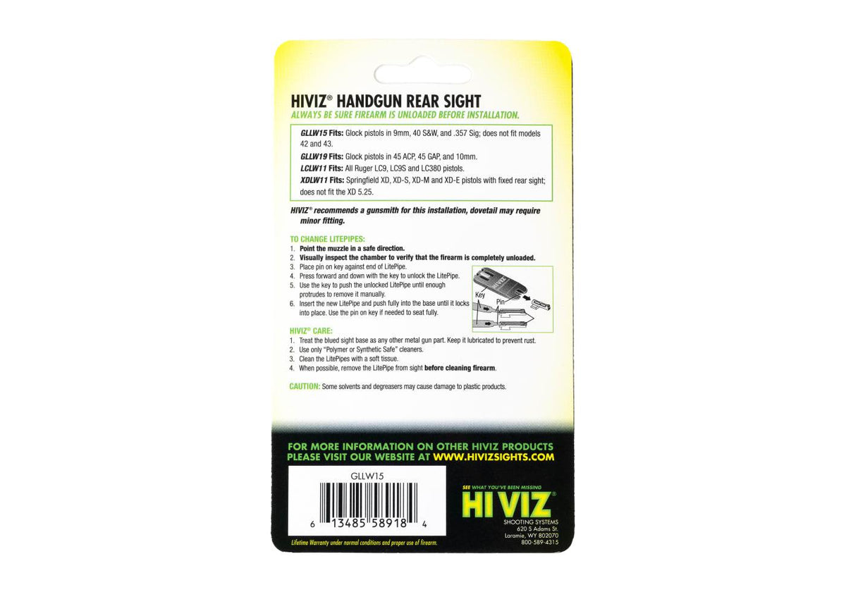 HIVIZ LiteWave Rear Sigte til GLOCK G17/G19