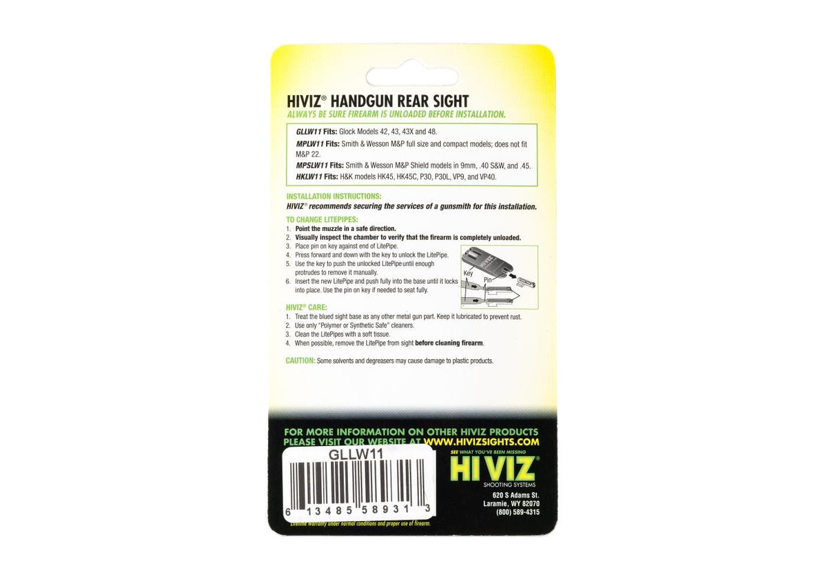 HIVIZ LiteWave Rear Sigte til GLOCK G42/G43/G48