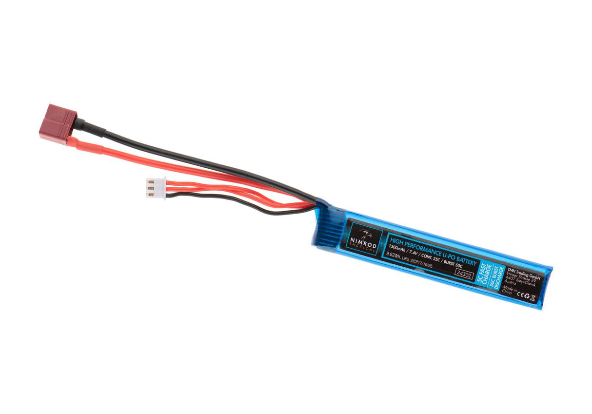 Nimrod LiPo 7.4V 1300mAh 25C Buffer Tube Type T-Plug