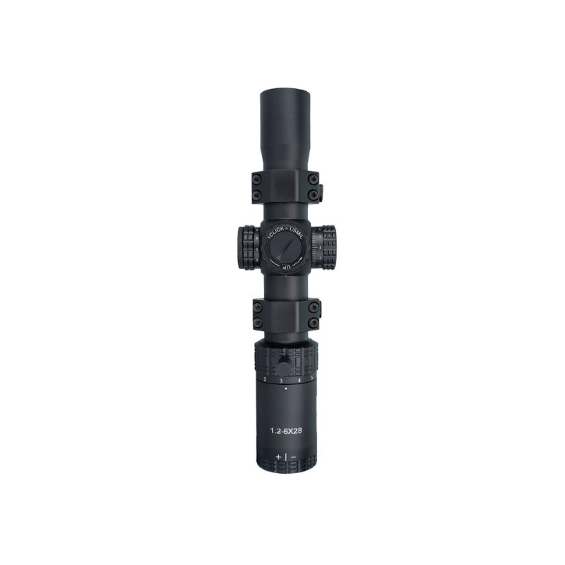 LMTS-02 LPVO airsoft scope 1.2-6x28 med throw lever | Airsoftgeek