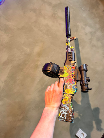 Splatter Mini AK47 Gel Blaster - Dödskallegraffiti