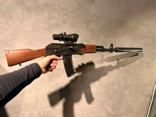 Elektrisk gel blaster AK47 sort træ med tracer enhed | Airsoftgeek