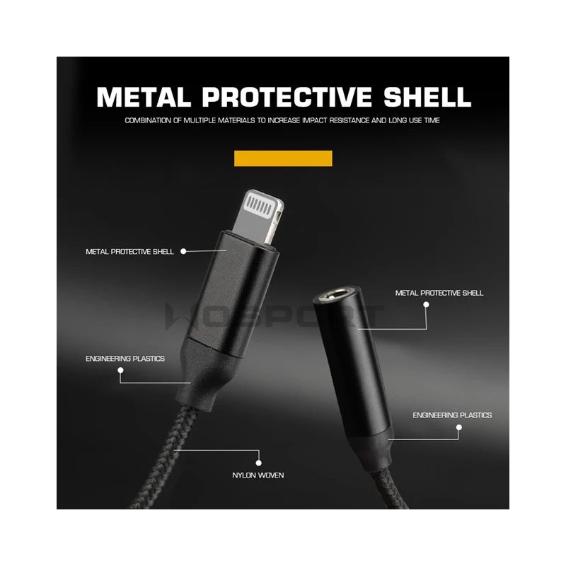 12 cm Lightning Audio adapterkabel 3,5 mm hörlursadapter