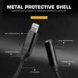 12 cm Lightning Audio adapterkabel 3,5 mm hovedtelefonadapter