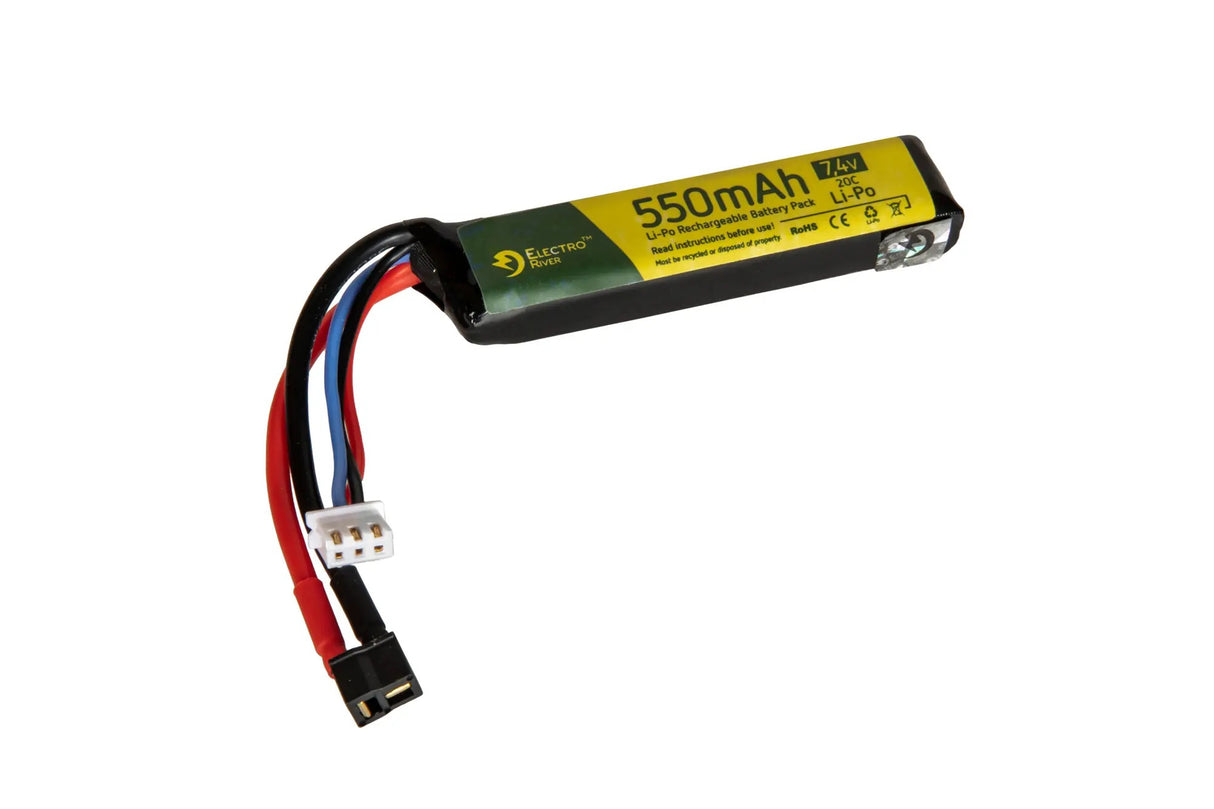 Electro River LiPo Batteri 7,4V 550mAh 20C til AEP med MOSFET - Mini T-Dean