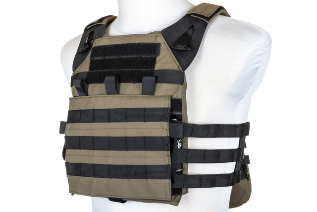 Specna Arms Tactical Plate Carrier type waistcoat with assault panel Ranger Green