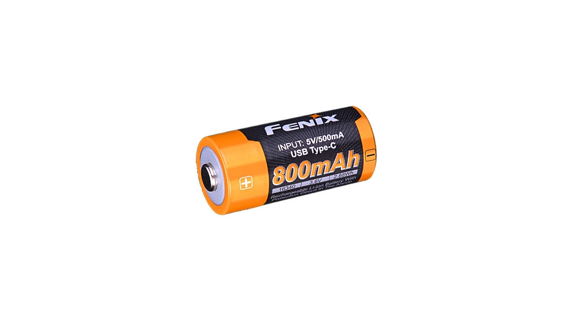 FENIX RCR123A Genopladeligt Batteri 3,6V 800mAh USB-C