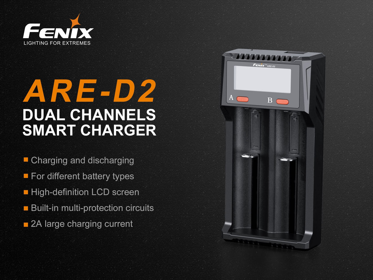 Fenix ARE-D2 USB Oplader til Li-ion og NiMH