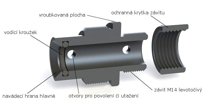 AirsoftPro lyddæmperadapter til Well MB-riffler, 20 mm CW / 14 mm CCW