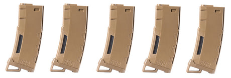 Pack of 5 Speed Mid-cap 130 rounds M4 AEG mag Tan