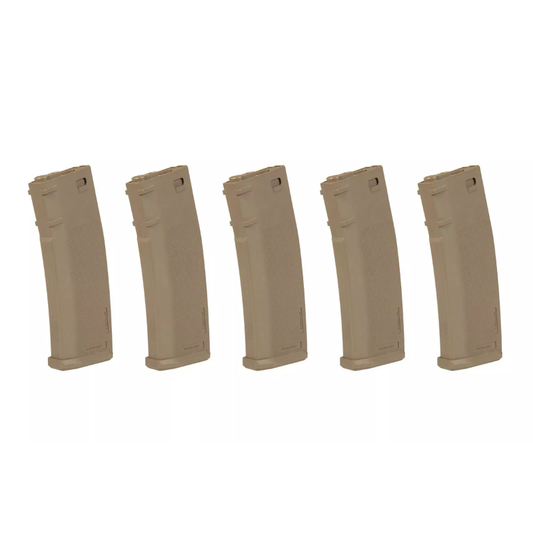 Set om 5 S-Mag Hi-Cap magasin á 380 BBs - Tan