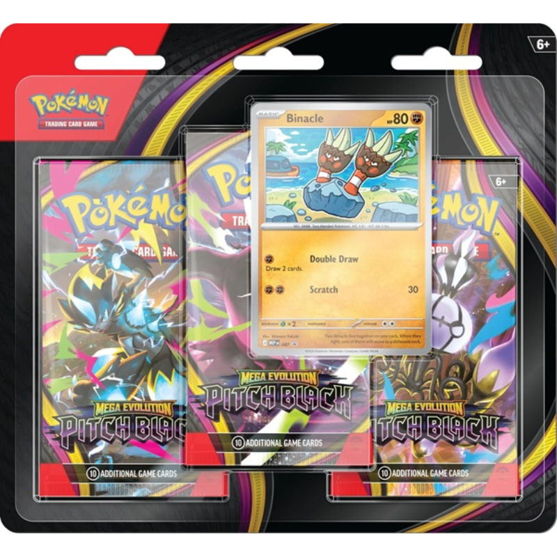 Pokémon Mega Evolution: Pitch Black 3-Pack Blister – Binacle Promo