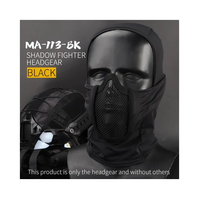 Shadow Balaclava med Steel Half Fighter Face Mask – Sort