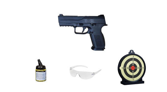 Paketerbjudande - Manuell FN FNS-9 med Måltavla, skyddsglasögon och kulor