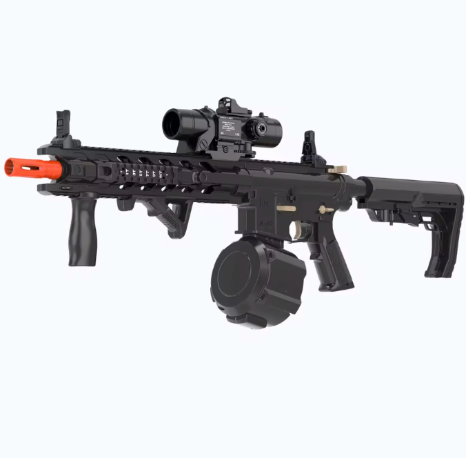 Splatter M4 Viper gel blaster sort med drum magasin | Airsoftgeek