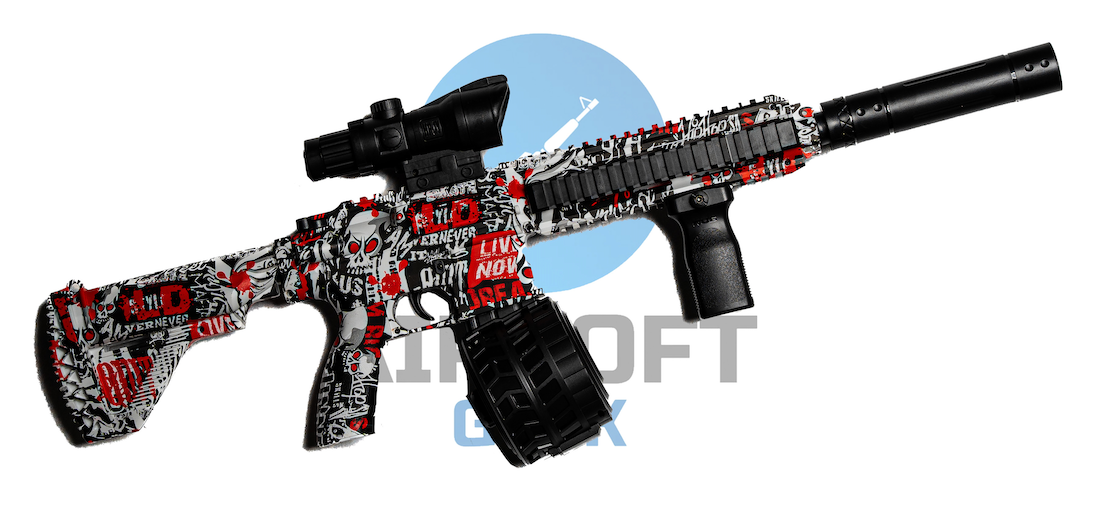 Splatter M416 Gel Blaster - Röd Graffiti