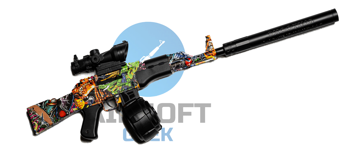 Splatter Mini AK47 Gel Blaster - Dödskallegraffiti