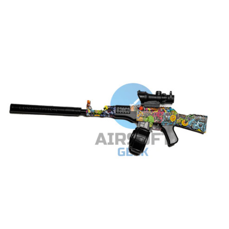Splatter Mini AK47 Gel Blaster - Dödskallegraffiti