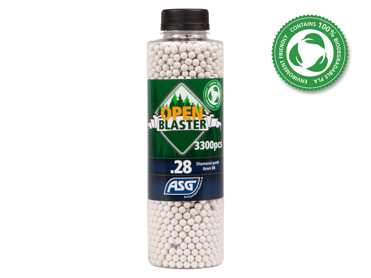 Open Blaster, 0.28g, airsoft bio BB, 3300 stk. flaske