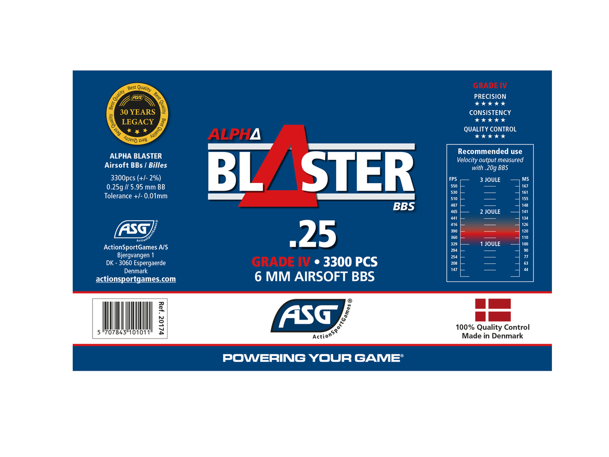 ASG Alpha Blaster BB 0,25 g - 3.300 stk.