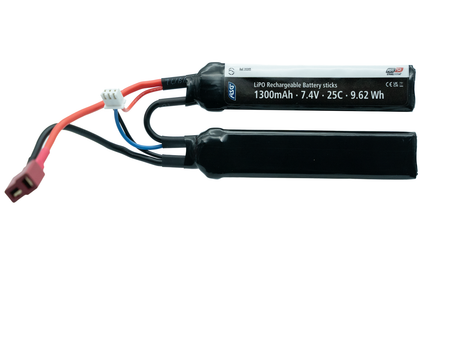 7.4v Li-Po Battery 1300 mAh, 25C, 2 stick, T-Plug