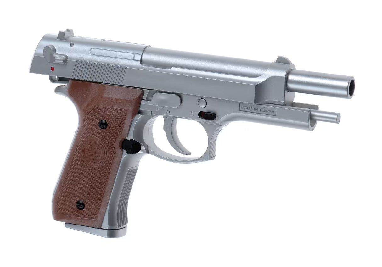 KWC M9 Silver Fjeder Pistol - 6 mm