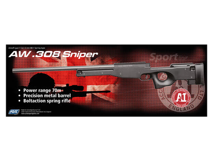 Airsoftgevär, SL, fjäder, AW 308 sniper, svart