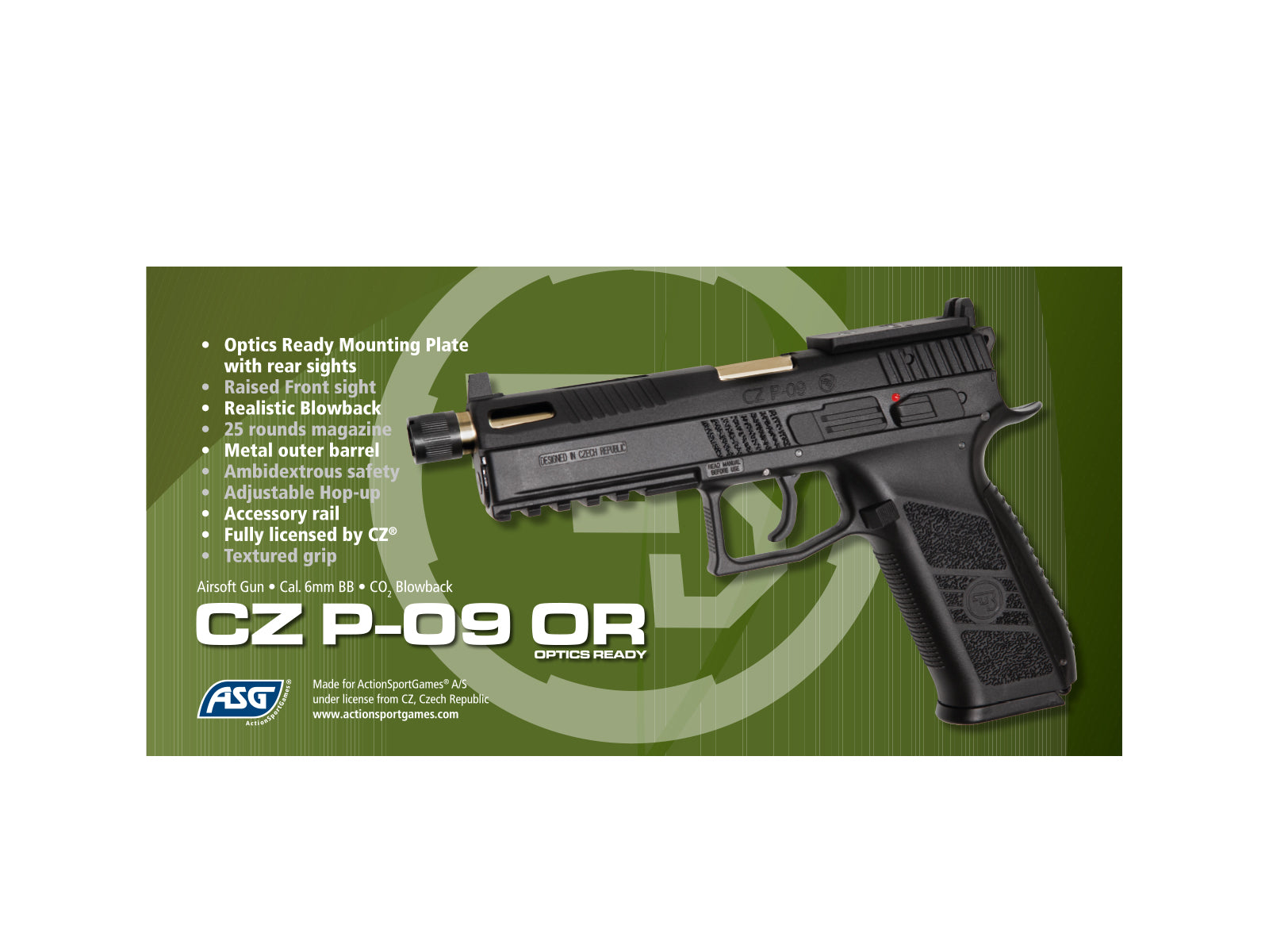 CZ P-09 CO2 airsoft pistol med blowback metal slæde | Airsoftgeek