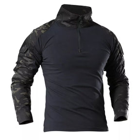 Black multicam combat shirt med albuelommer og velcro | Airsoftgeek