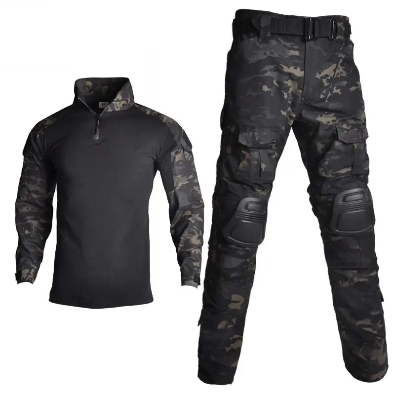 Militær bukser og combat shirt sort multicam med lommer | Airsoftgeek