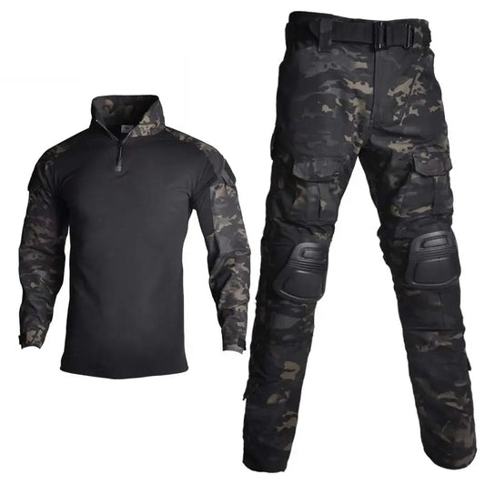 Militær bukser og combat shirt sort multicam med lommer | Airsoftgeek