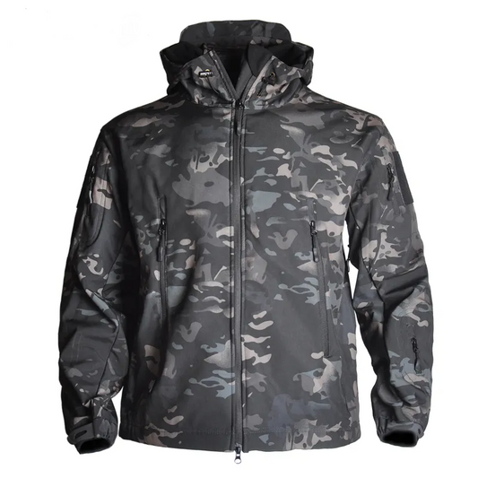 Militär Soft Shell Jacka - Svart Multicam